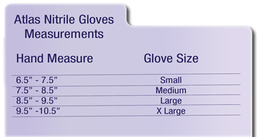 Atlas Nitrile Glove Chart