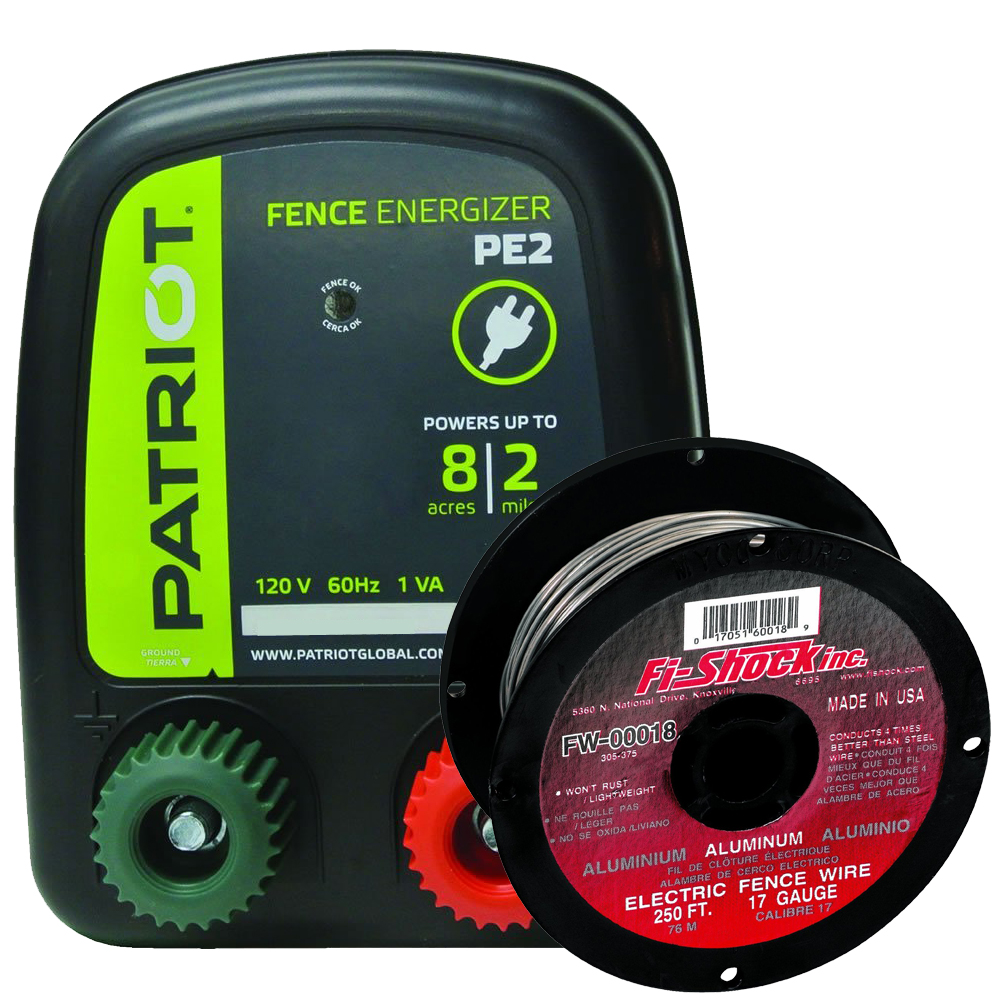 PATRIOT PE2 ELECTRIC 110V/AC FENCER 2 MILE/8 ACRE,FENCE ENERGIZER 