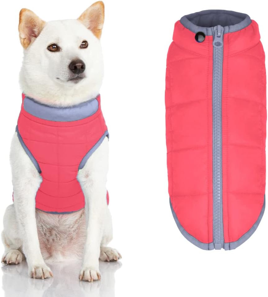 Water Resistant Zip Up Pink Dog Jacket